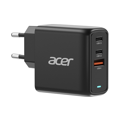ALIMENTATORE GAN CHARGER ACER ZL.ADTCC.00J NERO 67W 2XUSB-C 1XUSB-A PORTS EU PLUG 100W USB-C CABLE 2Y