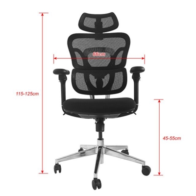 SEDIA DA UFFICIO EQUIP 651053 ERGONOMICA PREMIUM-COL. NERO- CON POGGIATESTA E BRACCIOLI
