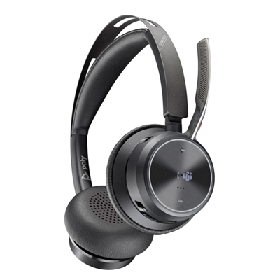 CUFFIE+MICROFONO POLY 77Y88AA VOYAGER FOCUS 2 BT5.1 DONGLE BT/USB-C NOISECANCELING RICARICABILI CUSTODIA CERT.MICROSOFT TEAMS 2Y