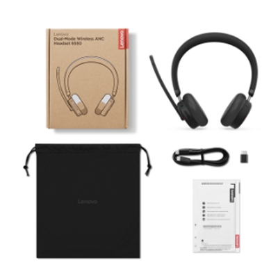 CUFFIE+MICROFONO LENOVO WIRELESS ANC DUAL MODE (TEAMS) 6550 4XD1S19778 USBC BT5.3 CANCELLAZIONE DEL RUMORE 3Y FINO:30/06