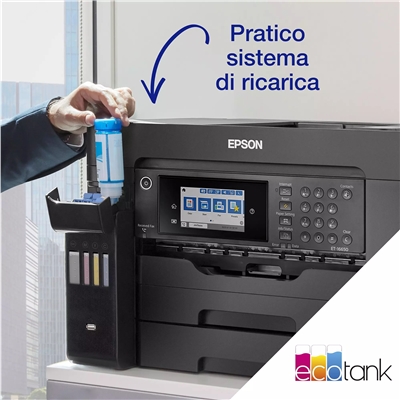 STAMPANTE EPSON MFC INK ECOTANK ET-16655 C11CH71411 A3+ 4IN1 32PPM ADF50FG 550FG USB LAN WIFI DIRECT LCD TOUCH FINO:30/06