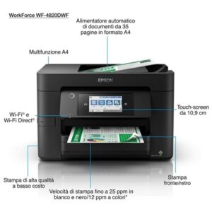 STAMPANTE EPSON MFC INK WORKFORCE PRO WF-4820DWF C11CJ06403 A4 4IN1 36PPM F/R ADF LCD USB LAN WIFI DIRECT FINO:30/06