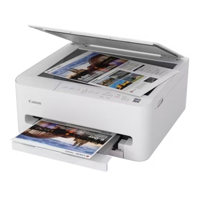 STAMPANTE CANON MFC INK PIXMA TS4150I WHITE7181C006 A4 3IN1 14IPM.INCHIOSTRO NERO A PIGMENTI E COLORI DYE .COMPATIB FINO:30/06
