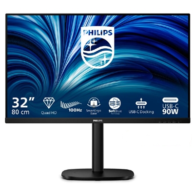 MONITOR PHILIPS LCD IPS LED 100HZ 31.5 WIDE 32BU3601/00 4MS MM SOFTBLUE QHD 1000:1 BLACK 2XHDMI DP HUB USB LAN REG.A FINO:30/06