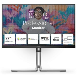 MONITOR AOC LCD IPS QD 27 WIDE FRAMELESS Q27U3CV 4MS MM QHD 1000:1 BLACK HDMI DP USB-C VESA