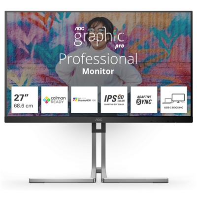 MONITOR AOC LCD IPS QD 27 WIDE FRAMELESS Q27U3CV 4MS MM QHD 1000:1 BLACK HDMI DP USB-C VESA