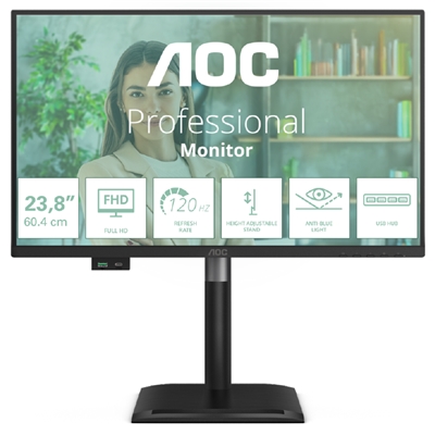 MONITOR AOC LCD IPS 120HZ 23.8 WIDE FRAMELESS 24P4U 4MS MM FHD 1500:1 BLACK REG.ALT. VGA HDMI DP 3XUSB USB-C VESA GAR. 5ANNI