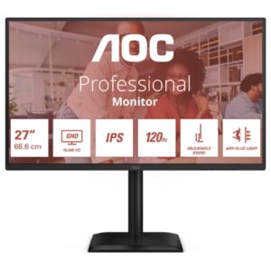 MONITOR AOC LCD IPS 120HZ 27 WIDE FRAMELESS Q27E4U 4MS MM QHD 1500:1 BLACK REG.ALT. HDMI DP 4XUSB VESA GAR. 5ANNI
