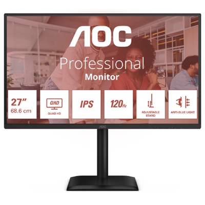 MONITOR AOC LCD IPS 120HZ 27 WIDE FRAMELESS Q27E4U 4MS MM QHD 1500:1 BLACK REG.ALT. HDMI DP 4XUSB VESA GAR. 5ANNI