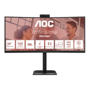 MONITOR AOC LCD CURVED VA 120HZ 34 WIDE CU34E4CW 4MS MM WQHD 3500:1 BLACK REG.ALT. 2XHDMI DP 2XUSB-C HUB USB WEBCAM VESA