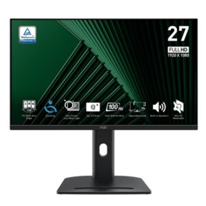 MONITOR MSI PRO MP275PG 27 IPS AG FHD 16:9 MM 1300:1 1MS 100HZ VGA HDMI DP REG.ALT. PIVOT VESA BLACK