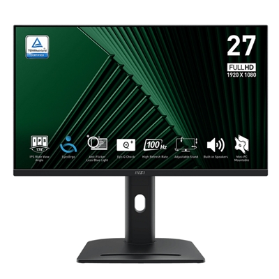 MONITOR MSI PRO MP275PG 27 IPS AG FHD 16:9 MM 1300:1 1MS 100HZ VGA HDMI DP REG.ALT. PIVOT VESA BLACK