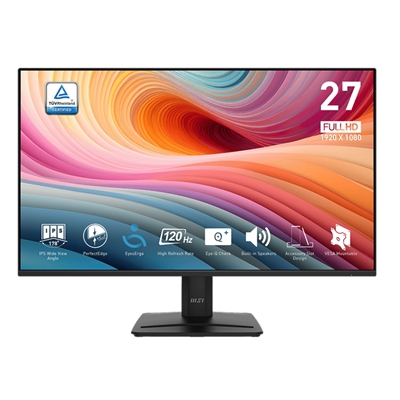 MONITOR MSI PRO MP275 E2 27 IPS AG FHD 16:9 MM 1500:1 1MS 120HZ LESS BLUE LIGHT PRO VGA HDMI DP VESA BLACK