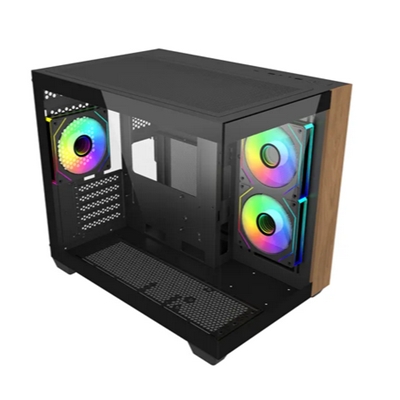 CABINET MINI TOWER COOLER MASTER E481-KHNN-S00 ELITE 481 WOOD BLACK MATX/ITX 1X3.5 2X2.5 3X120MM-ARGB-FAN USB-C VETRO FINO:31/07