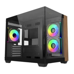 CABINET MINI TOWER COOLER MASTER E481-KHNN-S00 ELITE 481 WOOD BLACK MATX/ITX 1X3.5 2X2.5 3X120MM-ARGB-FAN USB-C VETRO