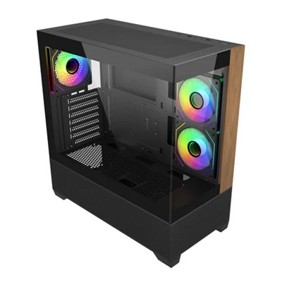 CABINET ATX MIDI TOWER COOLER MASTER E690-KHNN-S00ELITE 690 WOOD BLACK ATX/MATX/ITX 1X3.5 1X2.5 3X120MM-ARGB-FAN USB-C VETRO