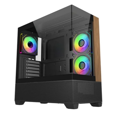 CABINET ATX MIDI TOWER COOLER MASTER E690-KHNN-S00ELITE 690 WOOD BLACK ATX/MATX/ITX 1X3.5 1X2.5 3X120MM-ARGB-FAN USB-C VETRO