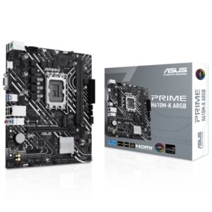 MB ASUS PRIME H610M-K ARGB H610 LGA1700 2XDDR5DC-5600HDMI VGA 1XPCIE4.0X16 4XSATA3 M2 GBLAN USB3.2 MATX 90MB1G90-M0 FINO:30/06