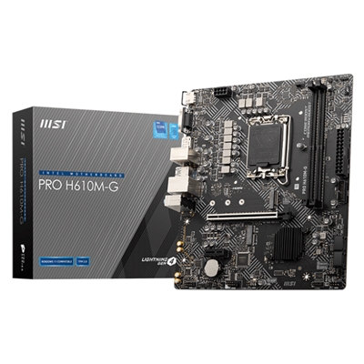 MB MSI PRO H610M-G LGA1700 2XDDR5DC-5600 1XHDMI 1XDP VGA 1XPCIE4.0X16 1XM.2 4XSATA3 LAN USB3.2 MATX FINO:08/06