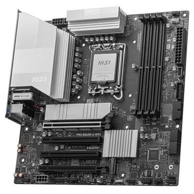 MB MSI PRO B860M-A WIFI LGA1851 4XDDR5DC-8600O.C. 1XHDMI 1XDP 1XTHUNDERB 1XPCIE5.0X16 3XM.2 4XSATA3R USB3.2 GBLAN WIFI7 BT MATX