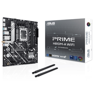 MB ASUS PRIME H810M-A WIFI H810 LGA1851 2XDDR5DC-6400HDMI DP 1XPCIE4.0X16 2XM.2 4XSATA3WIFI BT USB MATX 90MB1KJ0-M0EA FINO:30/06