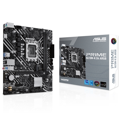 MB ASUS PRIME H610M-K D4 ARGB H610 LGA1700 2XDDR4DC-3200HDMI 1XPCIE4.0X16 4XSATA3 M2 GBLAN USB3.2 AURA MATX 90MB1HN FINO:30/06