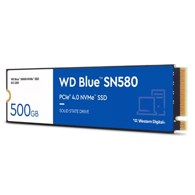SSD-SOLID STATE DISK M.2(2280) NVME 500GB PCIE4.0X4 WD BLUE SN580 WDS500G3B0E READ:4000MB/S-WRITE:3600MB/S