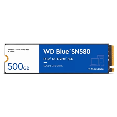 SSD-SOLID STATE DISK M.2(2280) NVME 500GB PCIE4.0X4 WD BLUE SN580 WDS500G3B0E READ:4000MB/S-WRITE:3600MB/S