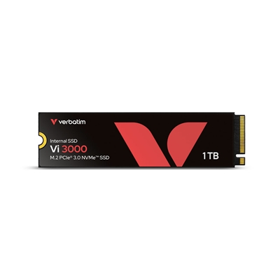 SSD-SOLID STATE DISK M.2(2280) NVME 1000GB(1TB) PCIE3.0X4 VERBATIM VI3000 READ:3100MB/S WRITE:2200MB/S (49375)