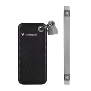 SSD ESTERNO 1000GB(1TB) USB 3.2 GEN2 USB-C VERBATIM NERO READ:1000MB/S WRITE:1000MB/S +PORTACHIAVI GRIGIO (32190)