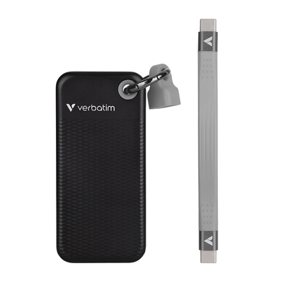 SSD ESTERNO 1000GB(1TB) USB 3.2 GEN2 USB-C VERBATIM NERO READ:1000MB/S WRITE:1000MB/S +PORTACHIAVI GRIGIO (32190)