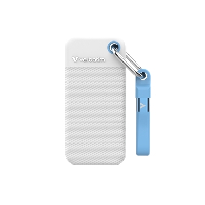 SSD ESTERNO 1000GB(1TB) USB 3.2 GEN2 USB-C VERBATIM BIANCO/AZZURRO + PORTACHIAVI READ:1000MB/S WRITE:1000MB/S (32320)