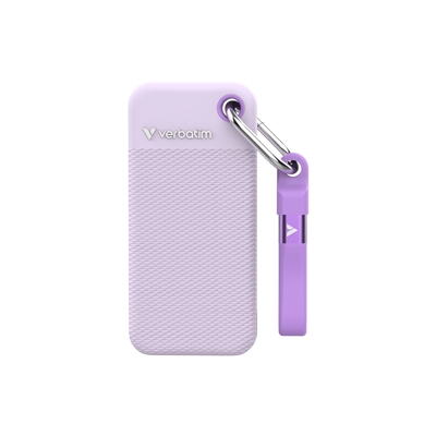 SSD ESTERNO 1000GB(1TB) USB 3.2 GEN2 USB-C VERBATIM BIANCO/VIOLA + PORTACHIAVI READ:1000MB/S WRITE:1000MB/S (32322)