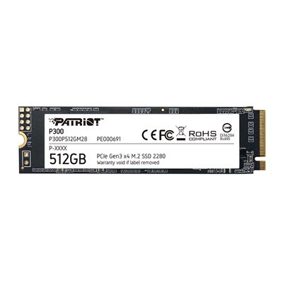 SSD-SOLID STATE DISK M.2(2280) NVME  512GB PCIE3.0X4 PATRIOT P300P512GM28 P300 READ:1700MB/S-WRITE:1200MB/S