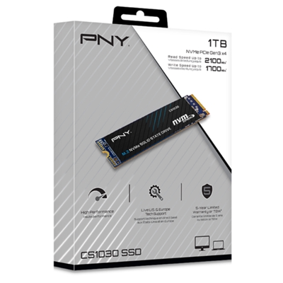 SSD-SOLID STATE DISK M.2(2280) NVME 1000GB(1TB) PCIE3.0X4 PNY M280CS1030-1TB-RB READ:2100MB/S-WRITE:1700MB/S