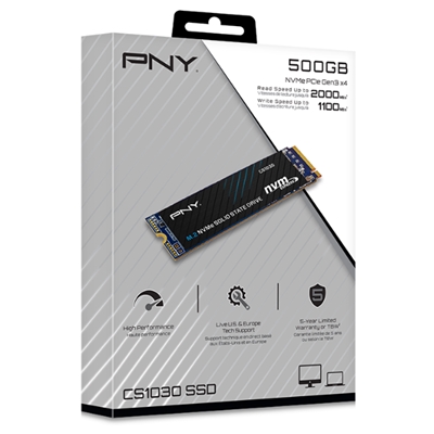 SSD-SOLID STATE DISK M.2(2280) NVME  500GB PCIE3.0X4 PNY M280CS1030-500-RB READ:2100MB/S-WRITE:1700MB/S