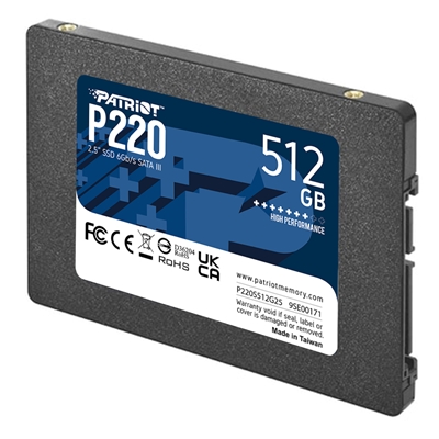 SSD-SOLID STATE DISK 2.5   512GB SATA3 PATRIOT P220S512G25 P220 READ:550MB/S-WRITE:500MB/S
