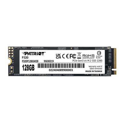 SSD-SOLID STATE DISK M.2(2280) NVME128GB PCIE3.0X4 PATRIOT P320P128GM28 P300 READ:1600MB/S-WRITE:1000MB/S