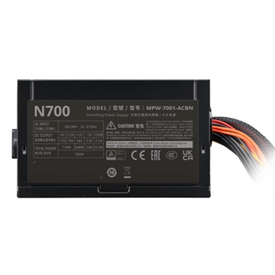 ALIMENTATORE ATX 700W COOLER MASTER ELITE NEX MPW-7001-ACBN-BEU PFC ATTIVO EFFICIENZA +75% 240VAC FAN120MM 140X150X86MM