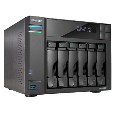 NAS ASUSTOR AS6706T X 6HDD/SSD 3.5/2.5SATA3 6GB/S-NOHD- QC 2.0GHZ-8GB DDR4 -2P 2.5GBE-2P USB3.2-4XM.2NVME 1P PCIE GEN3-GAR.3Y