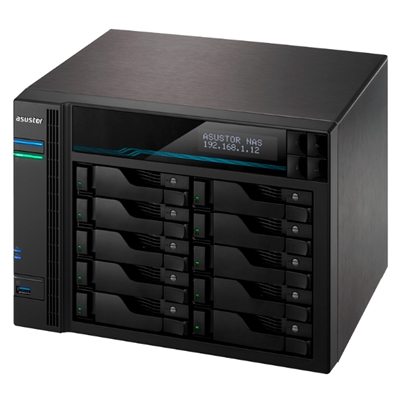 NAS ASUSTOR AS6510T X 10SLOT 3.5/2.5-NO HD- QC 2.1GHZ-8GB DDR4 -2P 2.5GBE 2P 10G-2P USB3.2-2 X M.2 NVME/SATA-GAR.3Y