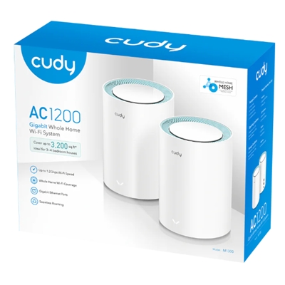 WIRELESS ROUTER AC1200 MESH SOLUTION CUDY M1300(2-PACK) DUALBAND 300MBPS X2.4GHZ-867MBPS X 5GHZ 2P GIGABIT-MU-MIMO (2 PCS)