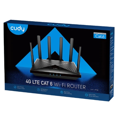 WIRELESS ROUTER AC1200 4G LTE CUDY LT700 CAT.6 1200MBPS 300MBPS X2.4GHZ-867MBPS X 5GHZ 4P GIGABIT RJ45 - DUAL NANO SIM SLOTS