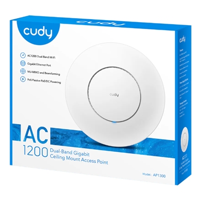 WIRELESS AC1200 ACCESS POINT DUALBAND CUDY AP1300 1P GBE RJ45 -SUPP.12V DC/PASSIVE POE/802.3AF-ANT.INT.