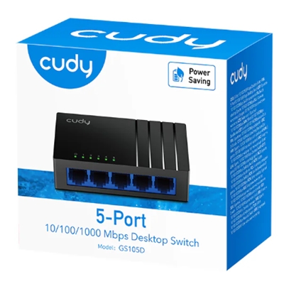 SWITCH 5P LAN GIGABIT CUDY GS105D DESKTOP -PLASTIC CASE
