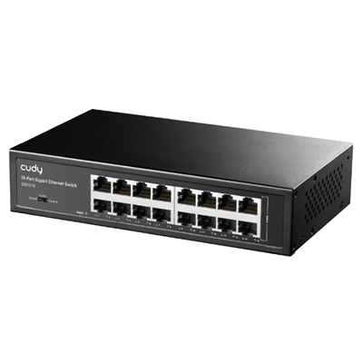SWITCH 16P LAN GIGABIT CUDY GS1016 IN ACCIAIO - INCL.KIT MONT.RACK