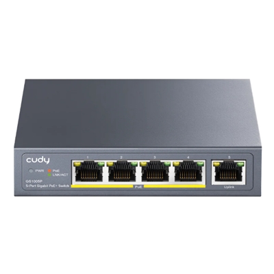 SWITCH 5P LAN 10/100/1000M CUDY GS1005P CON 4P POE+ 60W