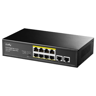 SWITCH 8P 10/100/1000M POE+ CUDY GS1010P +2P UPLINK GIGABIT RJ45 - ALIM.INT.80W