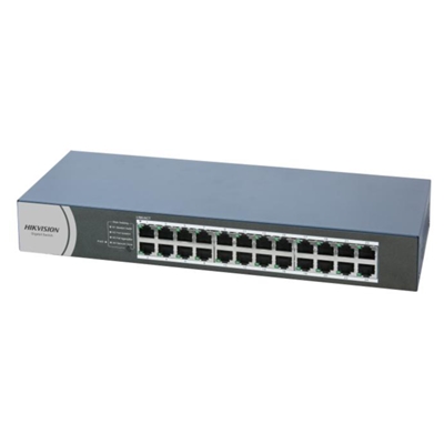 SWITCH 24P GIGABIT RJ45 HIKVISION DS-3E0524R-O UNMANAGED SWITCH - IN ACCIAIO - MONTABILE SU RACK 13 FINO:30/06