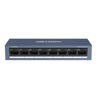 SWITCH 8P LAN 10/100M HIKVISION DS-3E0108-ORJ45UNMANAGED - ACCIAIO FINO:30/06